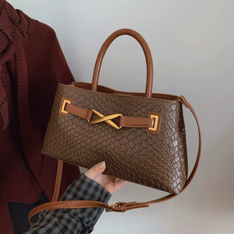 Sac à main à texture tissée en Pu pour femmes