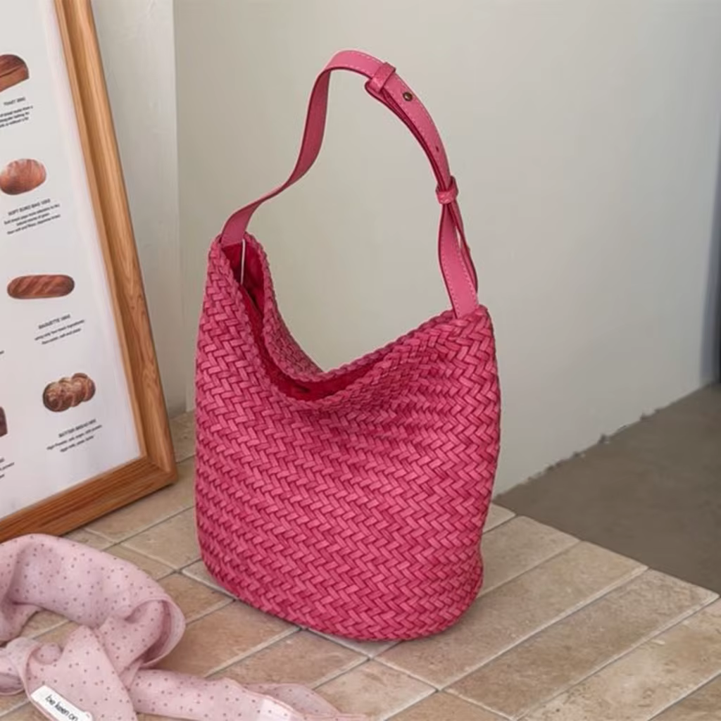 Sac Hobo Tressé en Cuir Véritable Mendy