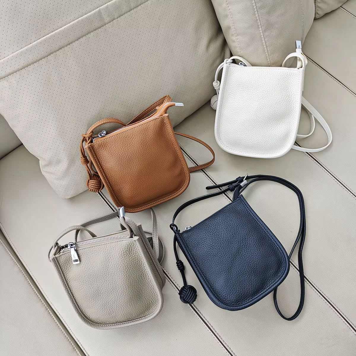 Sac seau en cuir véritable