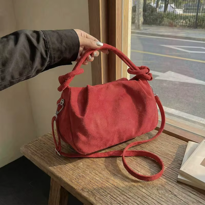 Nouveau sac bandoulière rétro en daim pour femme