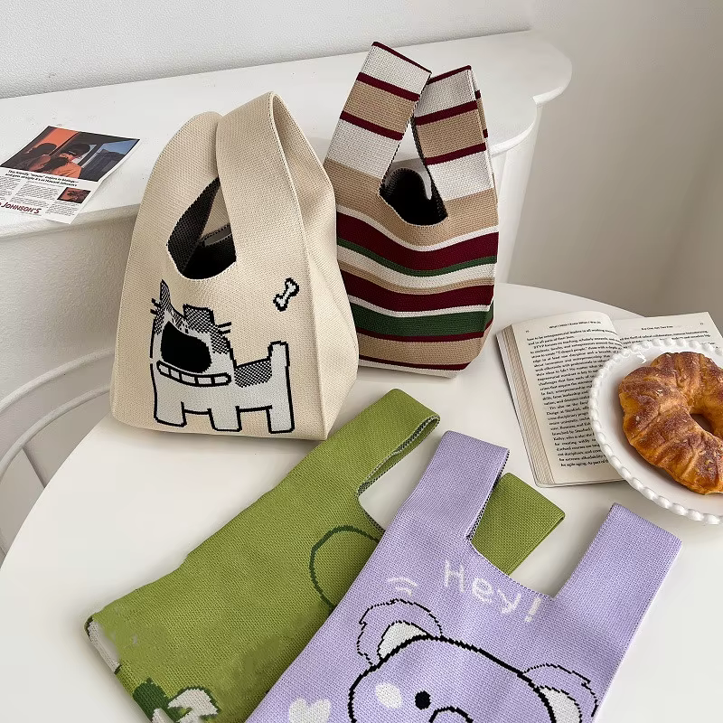 Sac à main rétro à rayures pour femmes