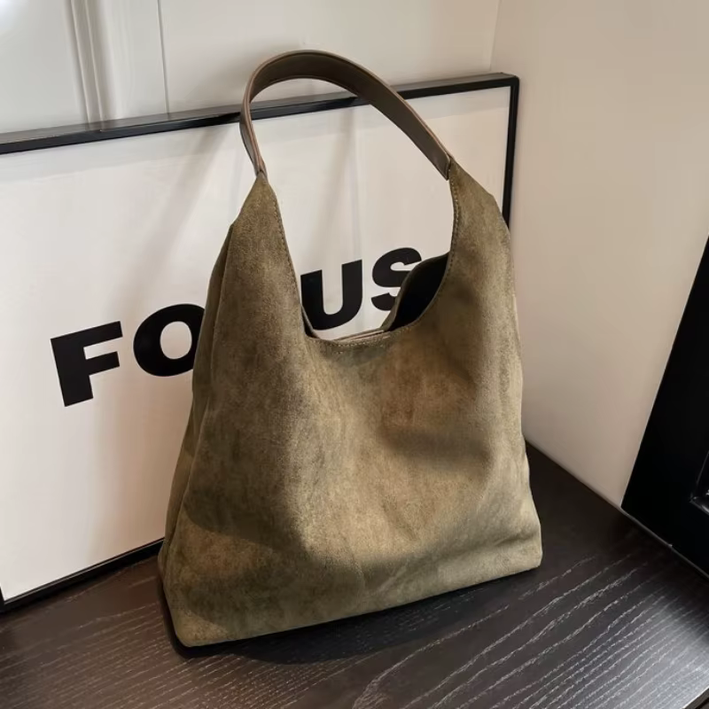 Sac à main rétro en faux daim givré pour femme