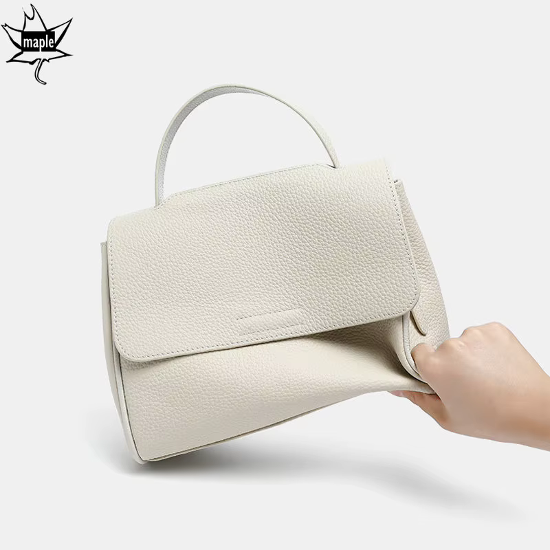 Sac messager beige blanc à 2 sangles pour femme