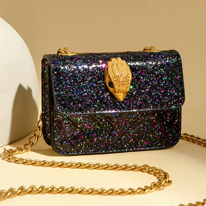 Sac à bandoulière matelassé à paillettes pour femme