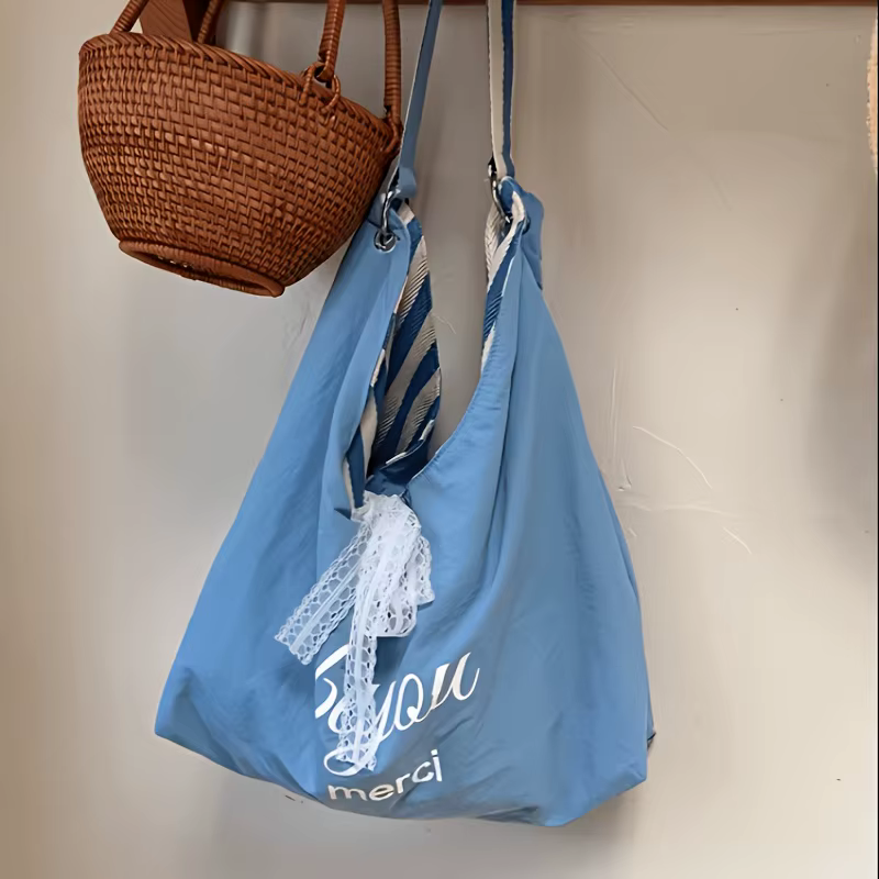 Sac à main double face pour femme avec nœud en dentelle - Idéal pour les trajets quotidiens