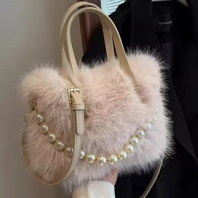 Sacs à bandoulière en fausse fourrure pour femmes
