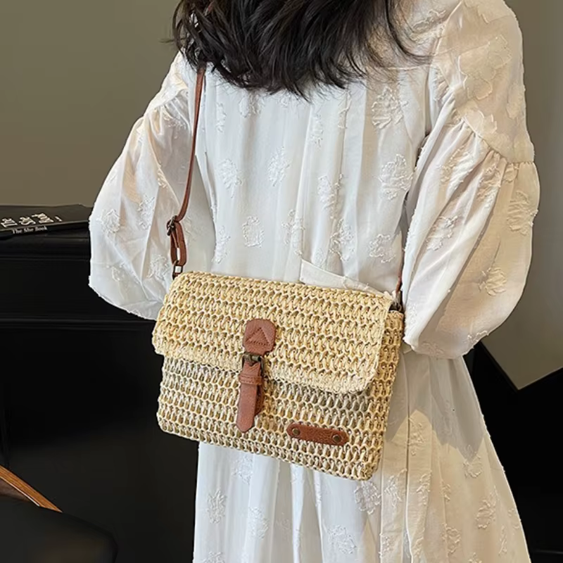 Nouveau sac à bandoulière en paille à la mode pour femmes