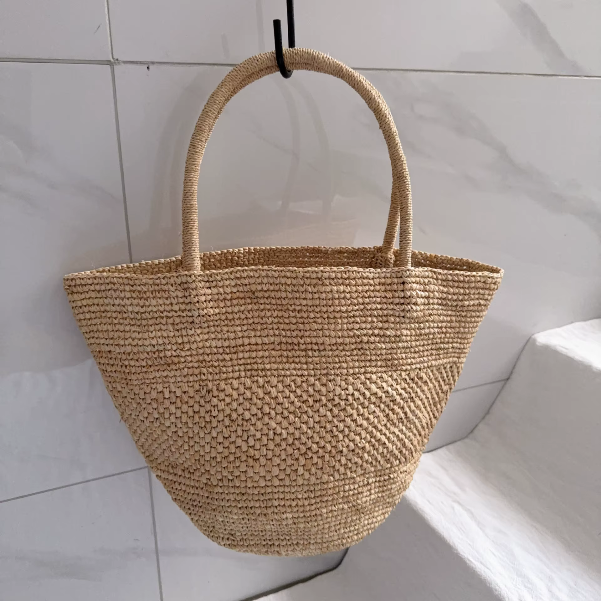 Lafite herbe Crochet tissé à la main sac vacances plage femmes sacs