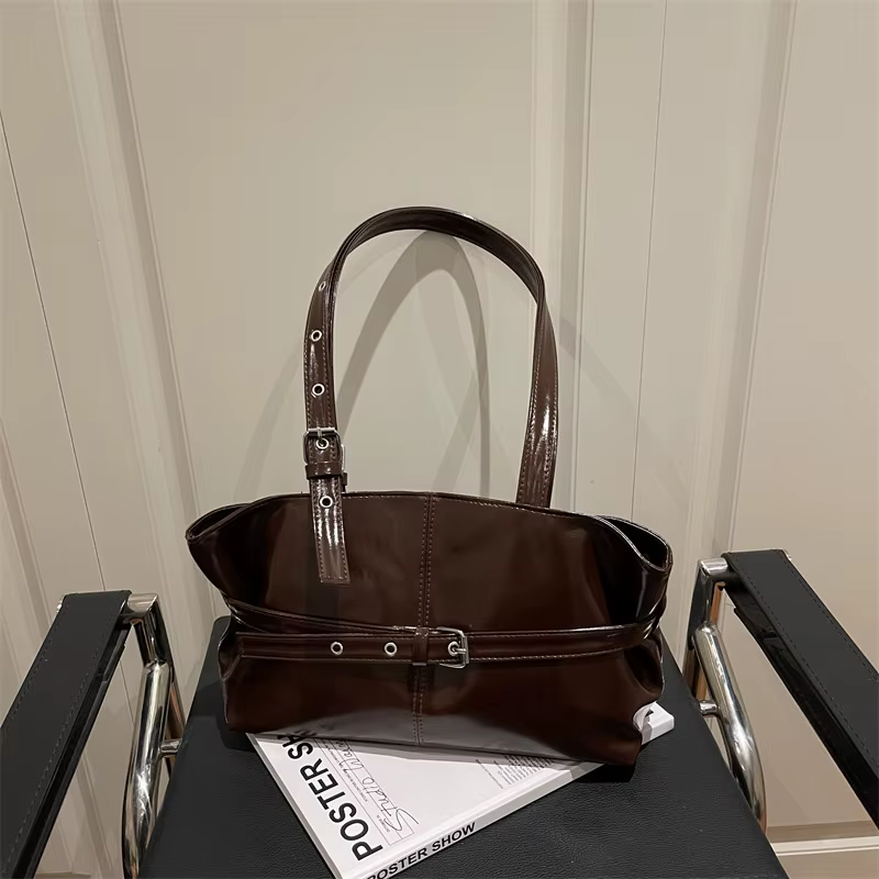 Nouveau sac à main à boucle de ceinture polyvalent à la mode Style coréen couleur unie en cuir souple sac à bandoulière décontracté pour femmes sac sous les bras