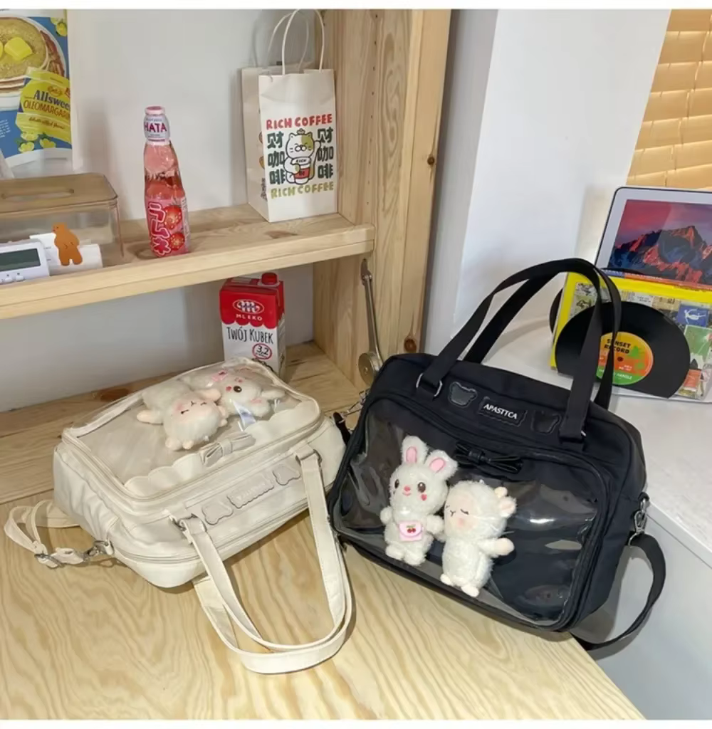 Japonais mignon Transparent toile Itabag mode filles un sac à bandoulière étudiant personnalité sac