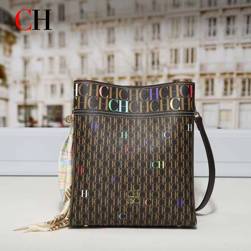 Sac seau vintage CH pour femme avec foulard en soie