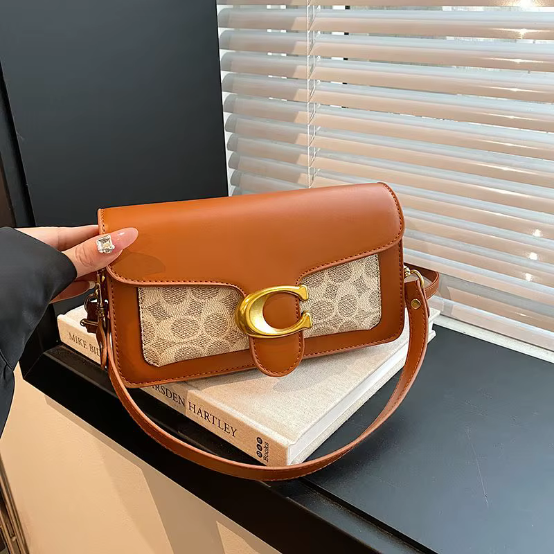 Sac à bandoulière de luxe Tabby avec boucle en C pour femme, en cuir imprimé vintage, sac sous le bras, 2 sangles amovibles, petit sac carré à bandoulière