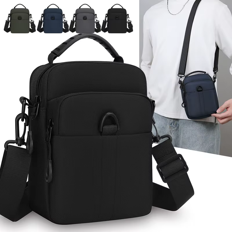 Sac bandoulière homme multi-poches en tissu Oxford – Pochette compacte pour voyage et trajets quotidiens