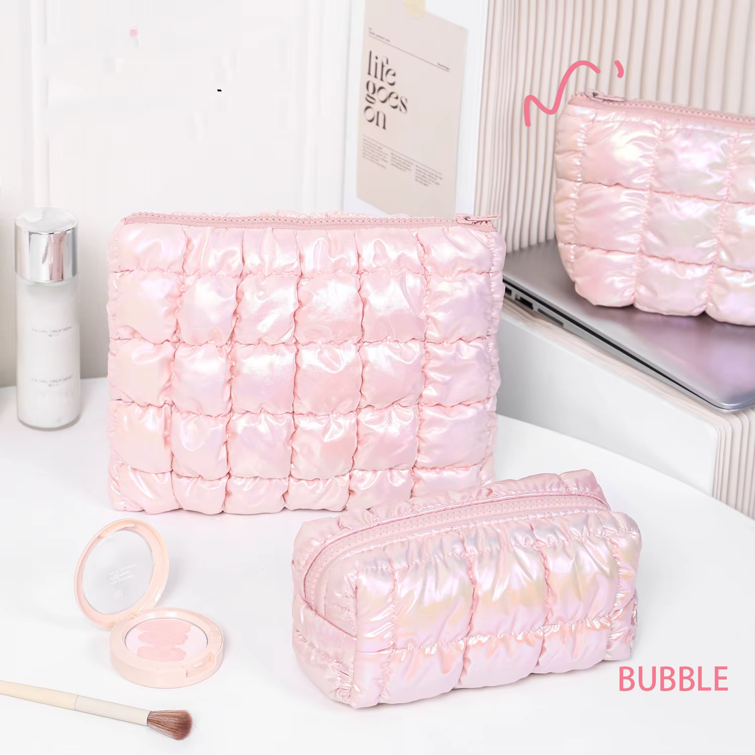 Sac de rangement de maquillage rose pour femmes