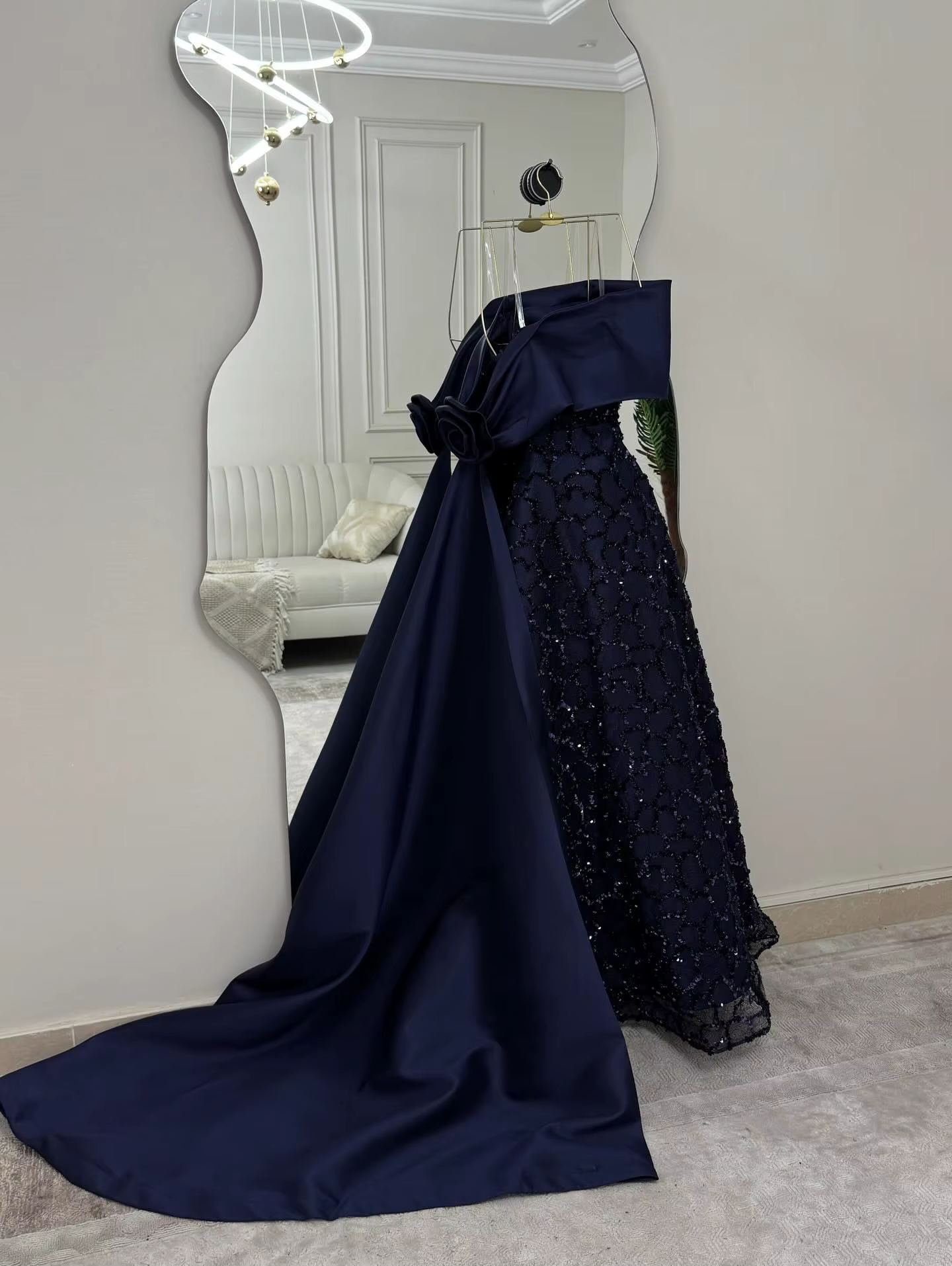 Mina personnalisé bleu marine luxueux robes de soirée pour femmes pour les occasions formelles perles fleurs