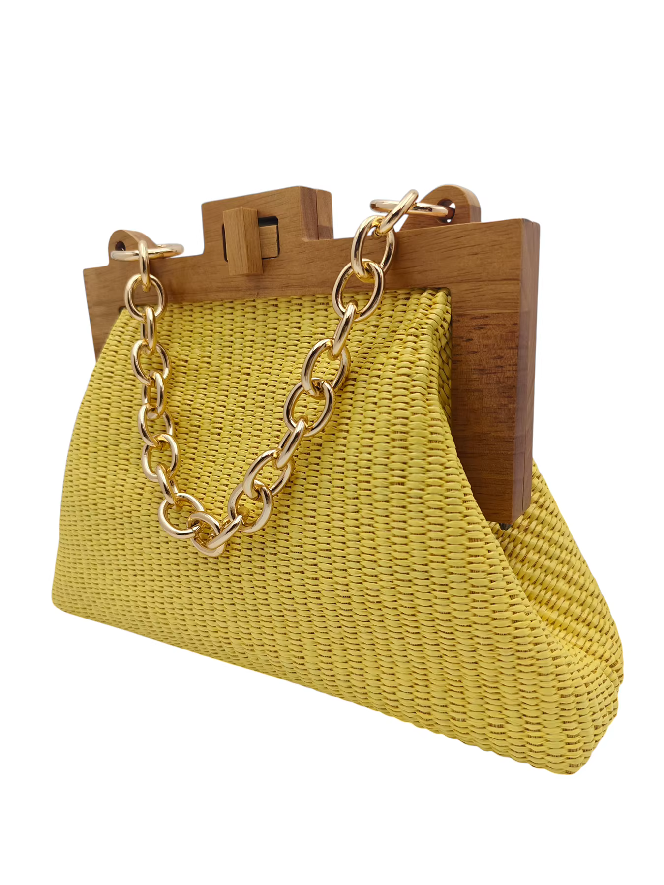 Sac à main tressé horizontal jaune citron nouvelle collection 2026