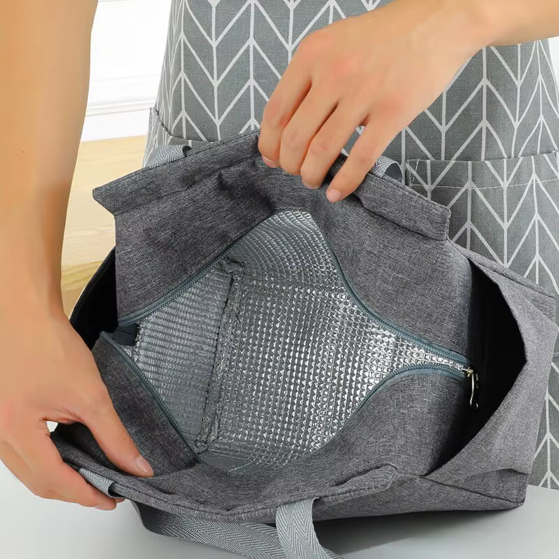 Sac Thermique DoublePocket Déjeuner Sac LargeCapacity Étudiants Repas Épais En Aluminium Feuille Portable Isolé Boîte
