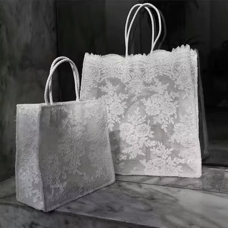 Sac à main en dentelle blanche ivoire pour femmes