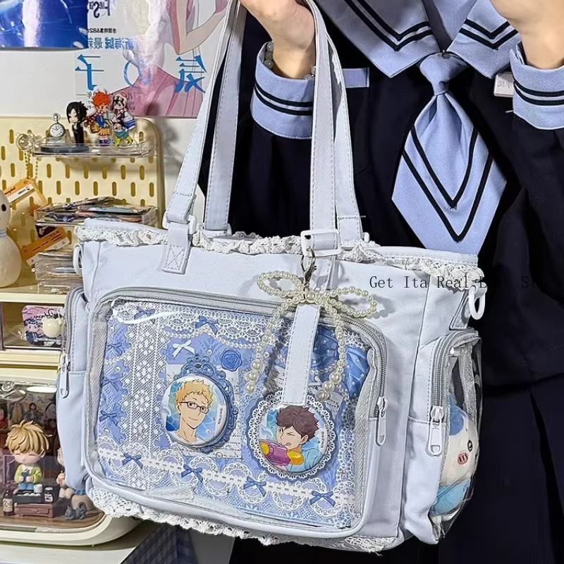 Italife nouvelles femmes mignon dentelle Ita sac avec perle arc fille Kawaii Itabag avec insérer pour épingle affichage