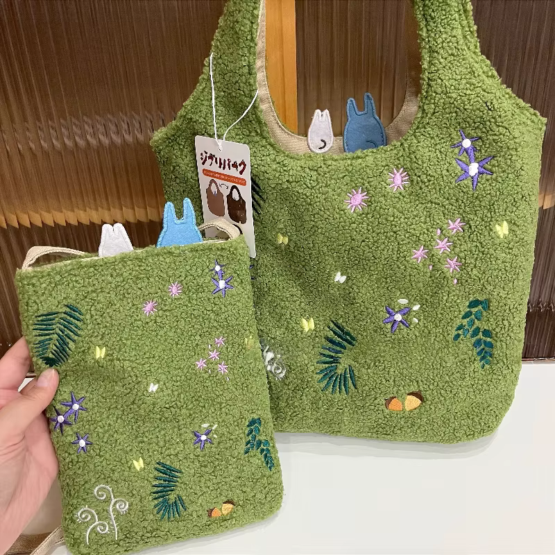 Nouveau chat de dessin animé brodé agneau en peluche une épaule sac à main mignon parc limité sac de messager sac de téléphone portable