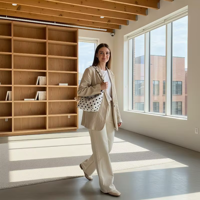 Sac fourre-tout tendance à pois pour femmes