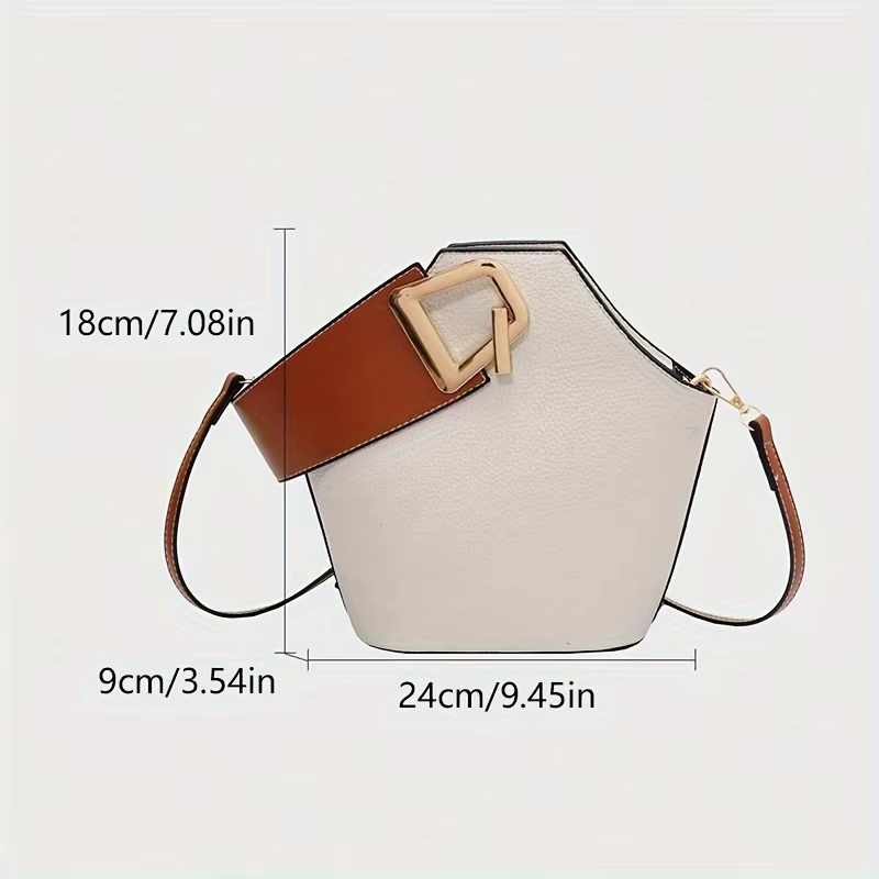 Sac seau élégant blanc texturé avec accents marron