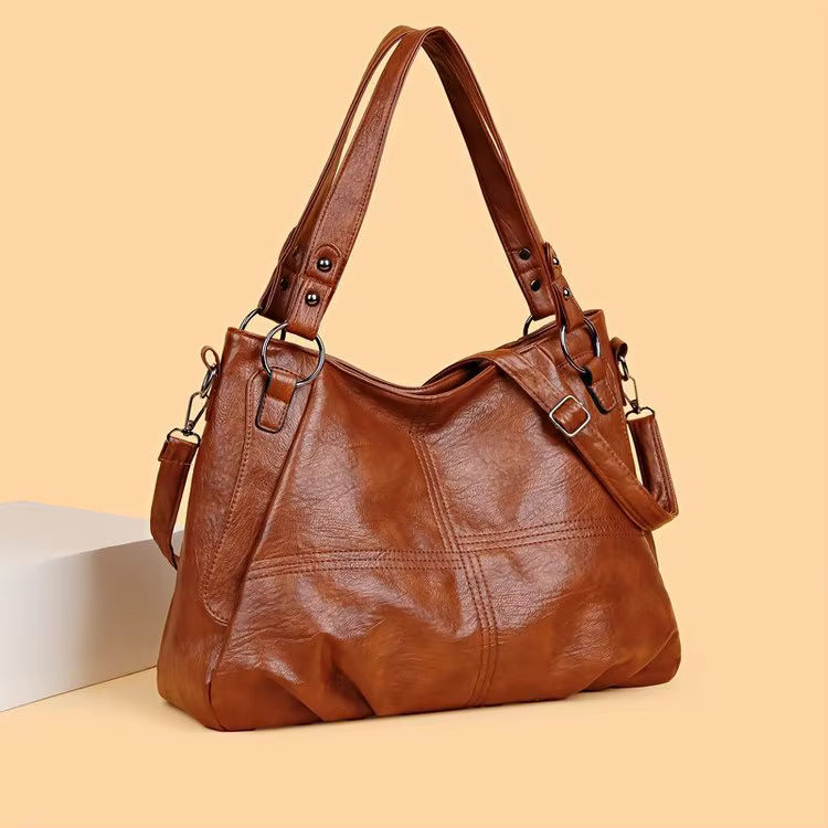 Sac à bandoulière en cuir souple grande capacité pour femme – Nouvelle collection tendance