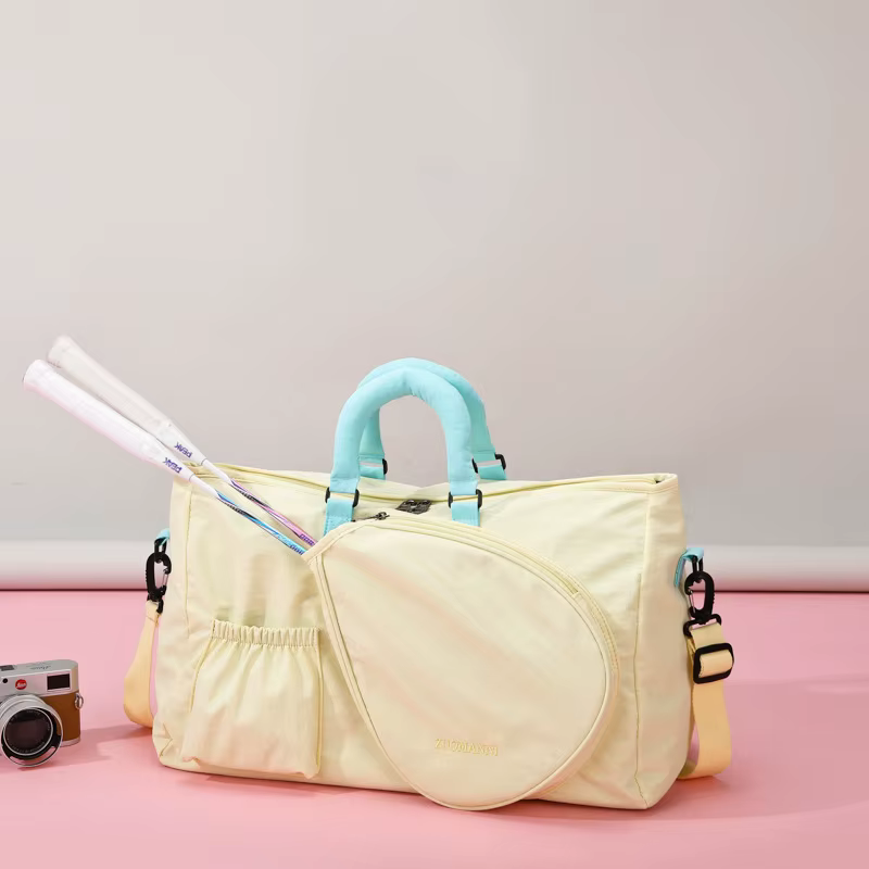 Sac de sport 36-55L pour raquettes de badminton et de tennis, sac de fitness pour femme avec séparation humide/sèche, sac de voyage à main, bandoulière et épaule unique