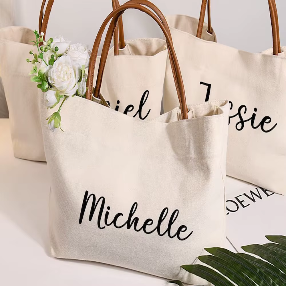 Sac fourre-tout en toile personnalisé avec nom et logo