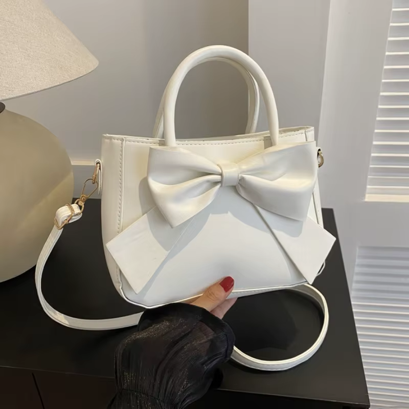 Sac fourre-tout élégant en similicuir avec grand nœud décoratif