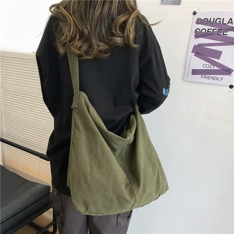 Grand sac à bandoulière en toile pour femmes