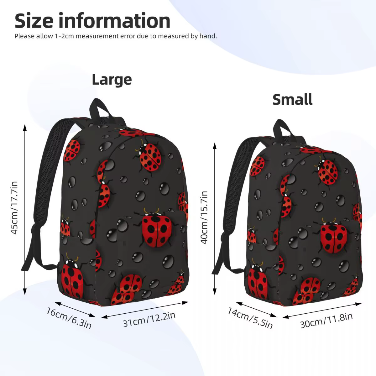 Sac à dos CÔTÉ cinelles rouges avec gouttes d'eau