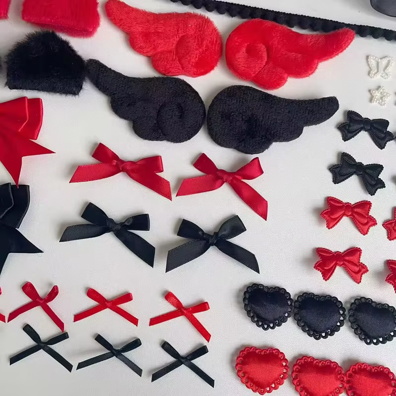 Kit de matériaux DIY pour Itabag en dentelle noire et rouge, porte-badges, pochette pour cartes, accessoires de décoration gothique, présentoir pour articles d'anime
