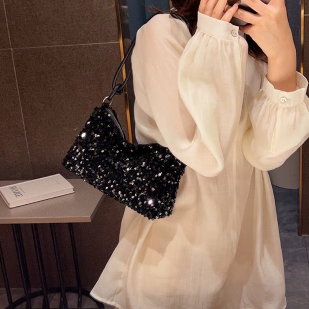 Sac à bandoulière noir Spice Glitter