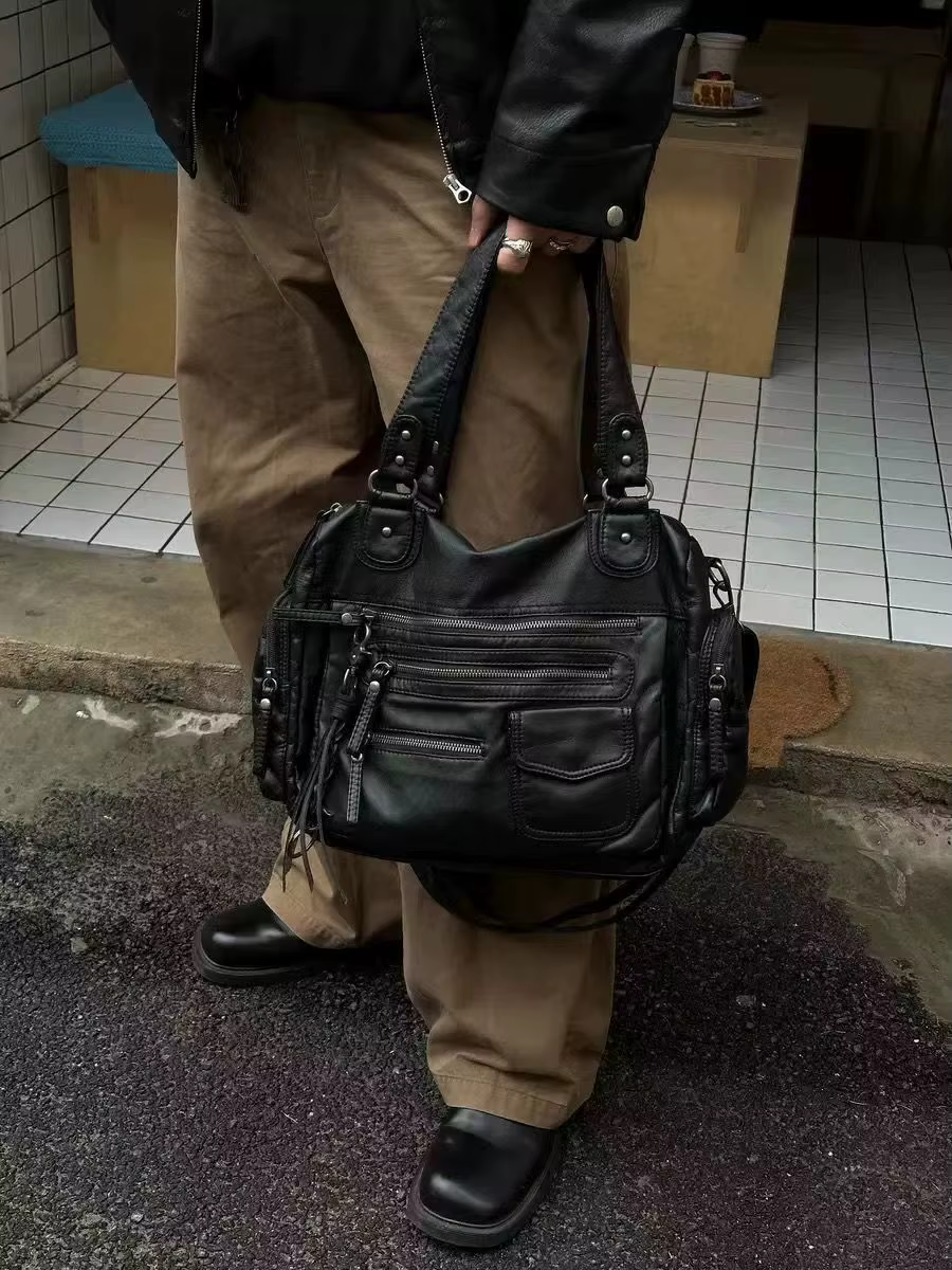 JIAERDI Vintage noir sacs à bandoulière sac à main femmes haute rue poche Chic Y2k sac