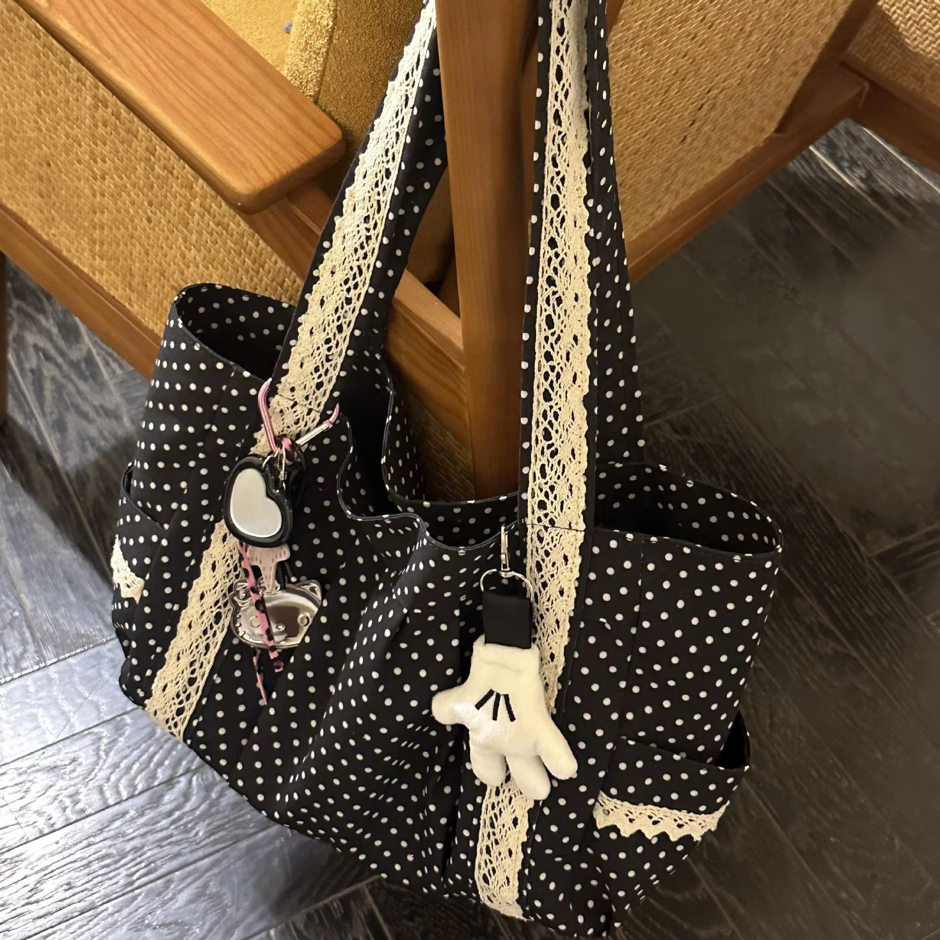 Sac à bandoulière coréen à pois pour femmes