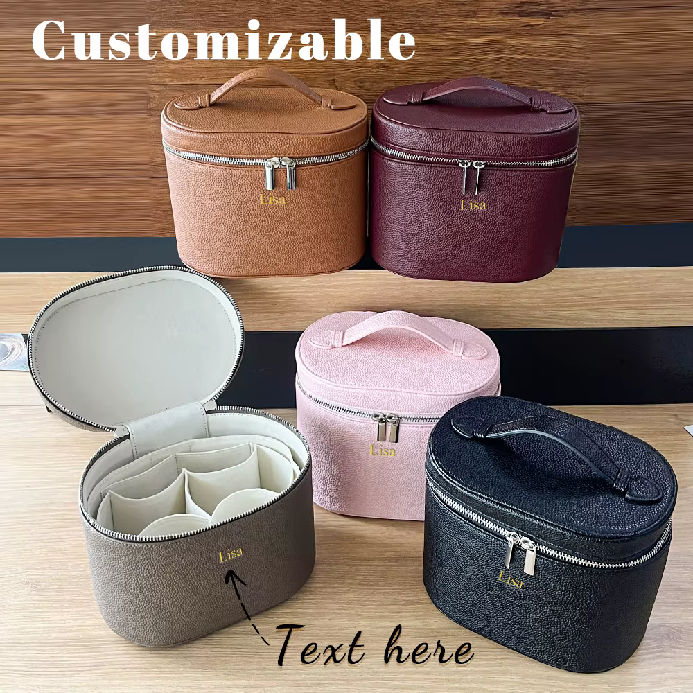 Boîte à cosmétiques en cuir PU de grande capacité