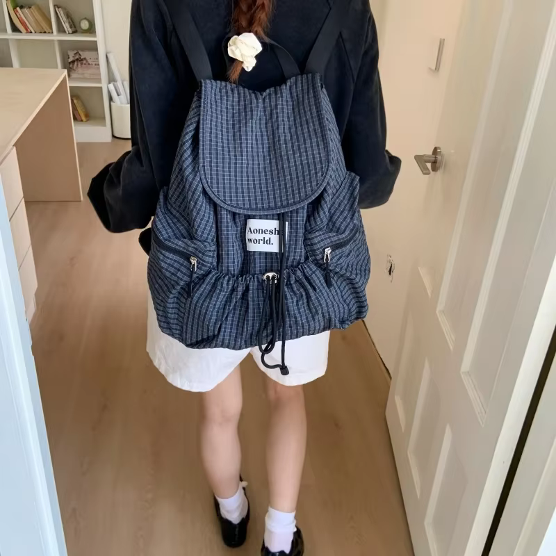 Sacs à dos décontractés en Nylon à carreaux