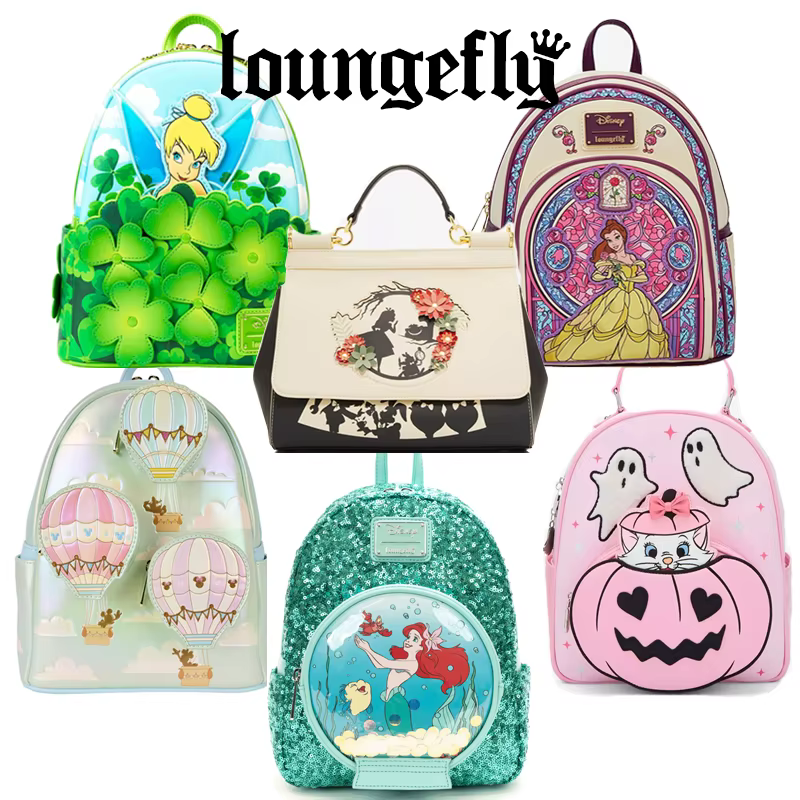 Sac à dos mini imprimé Loungefly Disney Series Mermaid Alice in Wonderland Tinker Bell Marie The Cat Pooh