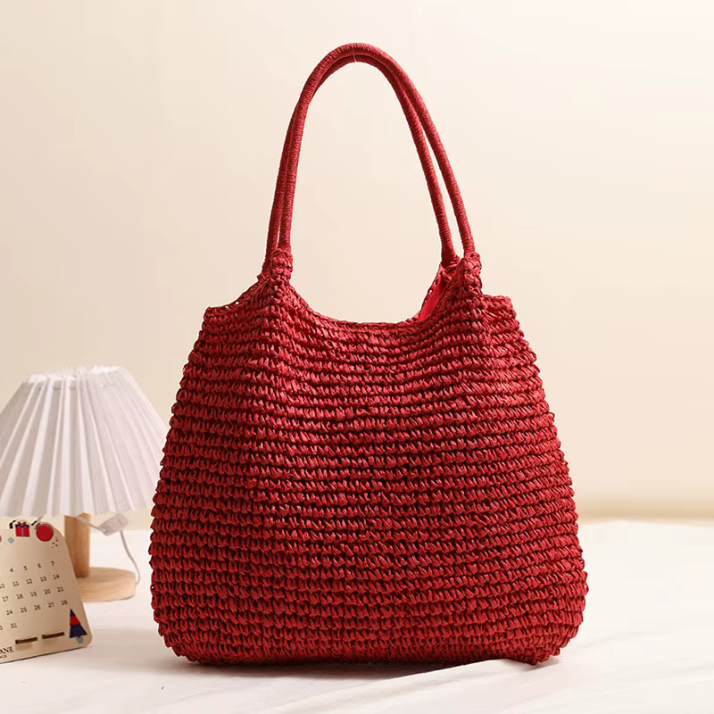 Sac fourre-tout en paille tressé tendance