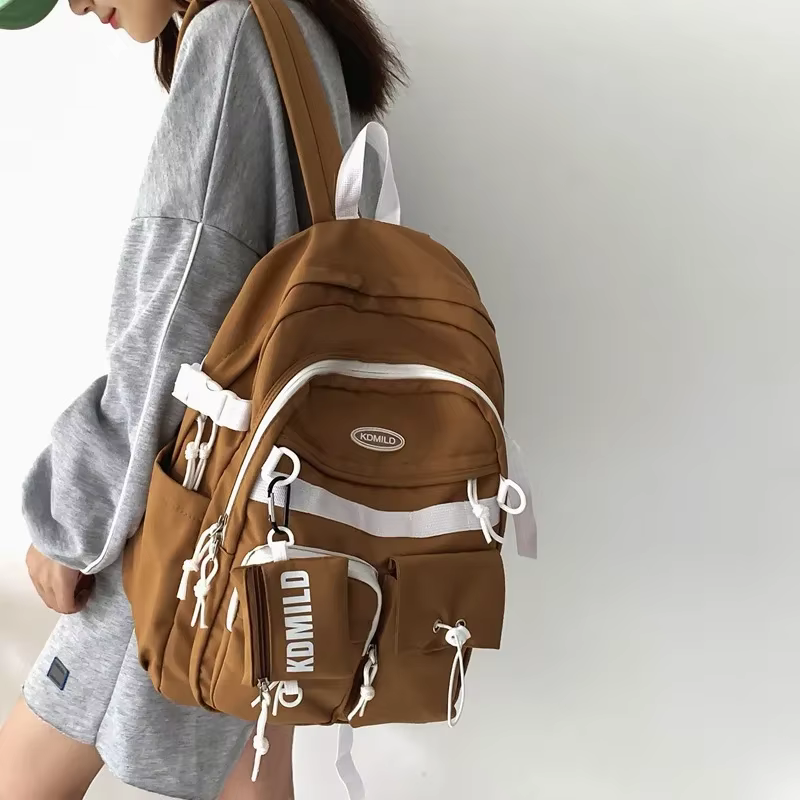 Sac à Dos en Toile à Fermeture Éclair de Grande Capacité, Cartable de Voyage pour Ordinateur, pour Jeune Étudiante et Homme