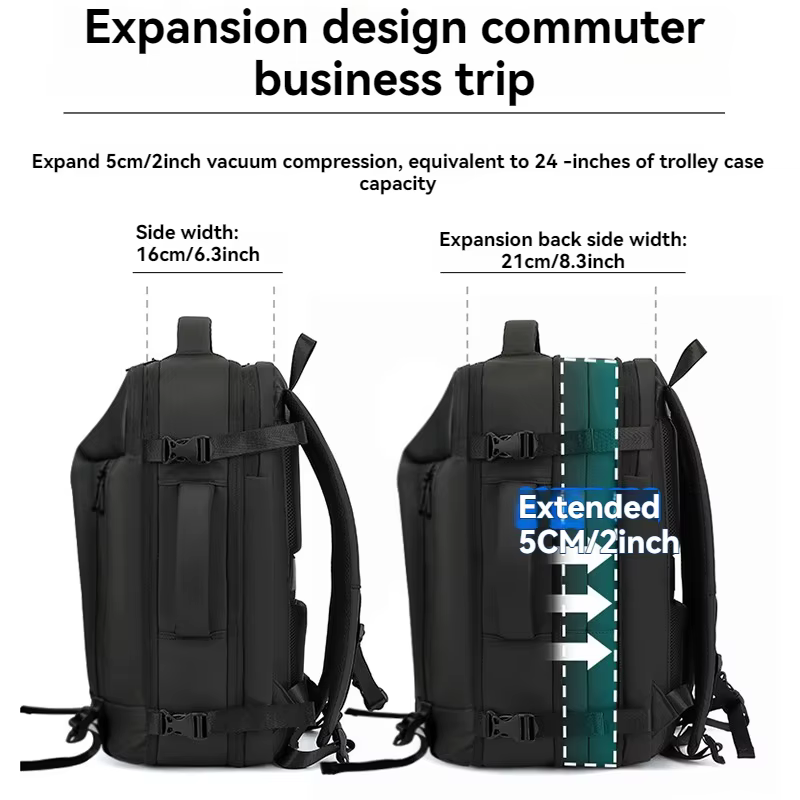 Sac à dos de voyage scellé sous vide 50L-65L avec compression d'air extensible et pompe de gonflage