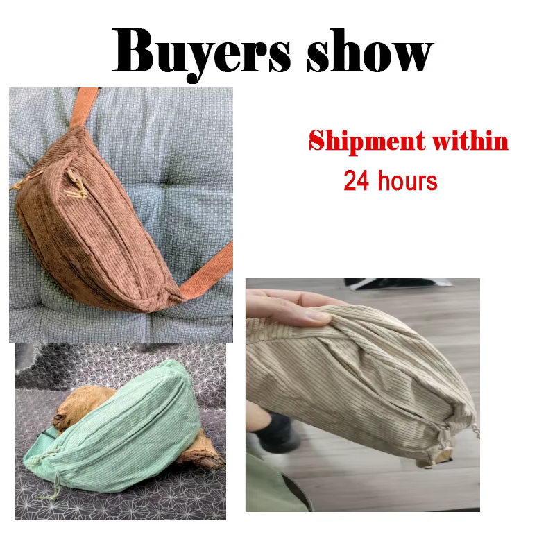 Femmes taille sac velours côtelé étudiant épaule sac à main bandoulière poitrine