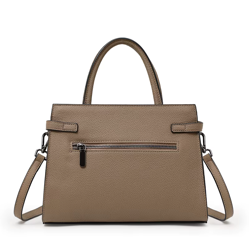 Sac fourre-tout minimaliste en cuir de vachette grain litchi pour femme