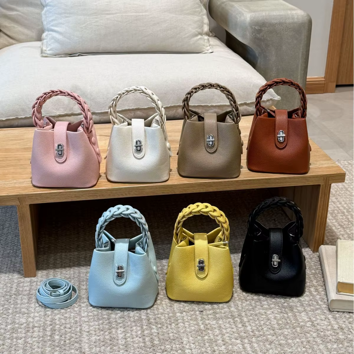 Sac Seau Urbain Minimaliste Motif Litchi Tendance Polyvalent Sac à Bandoulière Simple pour Trajet Quotidien Sac Croisé Personnalisé
