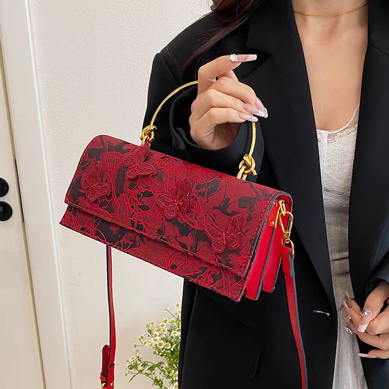 Sacs 2025 nouvelle Collection forêt douce fille mode dentelle papillon Style occidental simple épaule chaîne petit sac