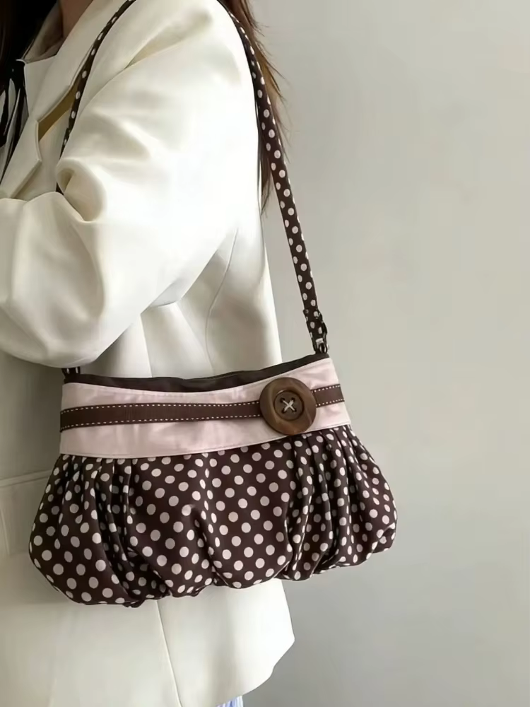 Sacs messagers tendance pour femmes 2026 – Nouveauté : Sac à main vintage à pois