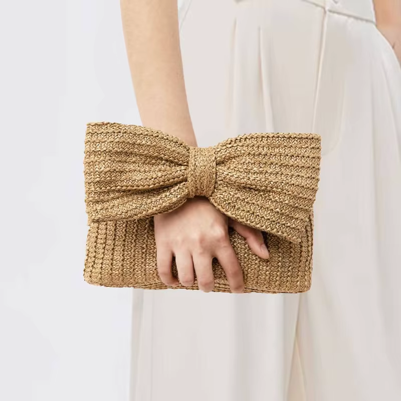 Pochette d'été tissée en paille pour femmes