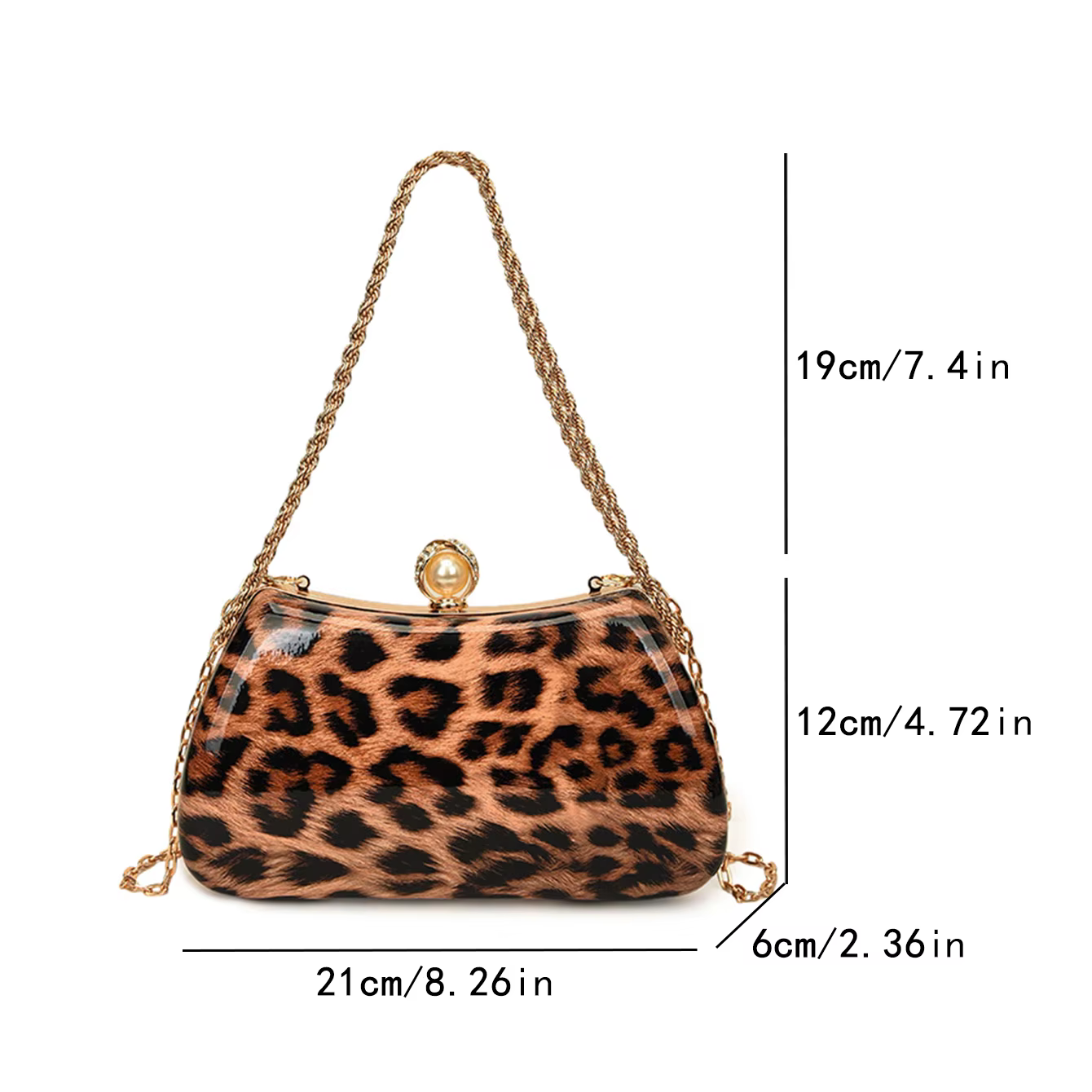 Pochette à chaîne mode soirée sac à main téléphone sac dame marron léopard impression sac