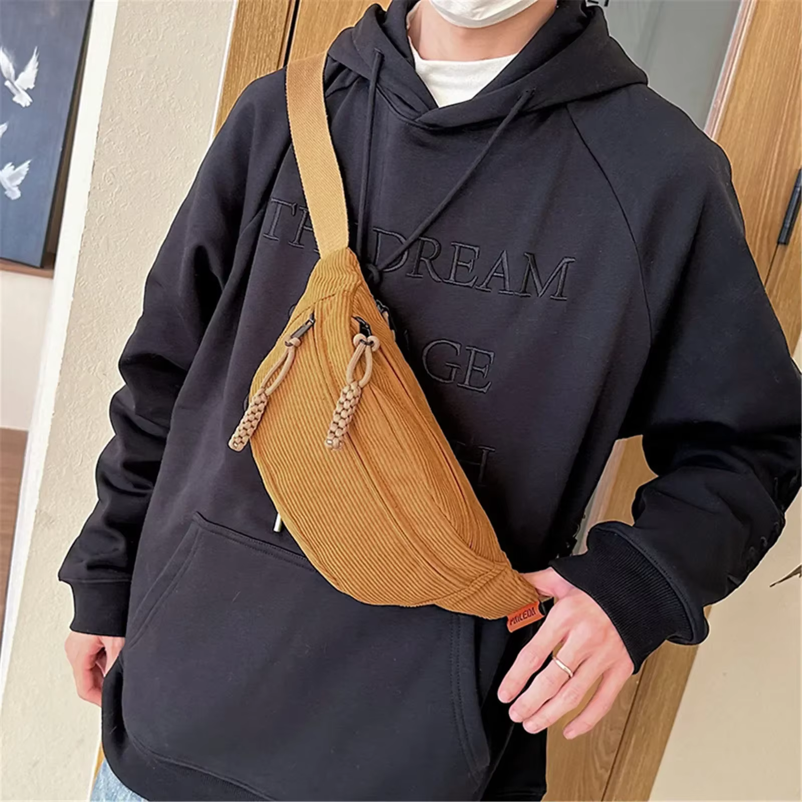 2024 mode Fanny Pack décontracté velours côtelé ceinture sacs pour femmes femme banane taille sac hanche sac à main épaule bandoulière poitrine sac poche